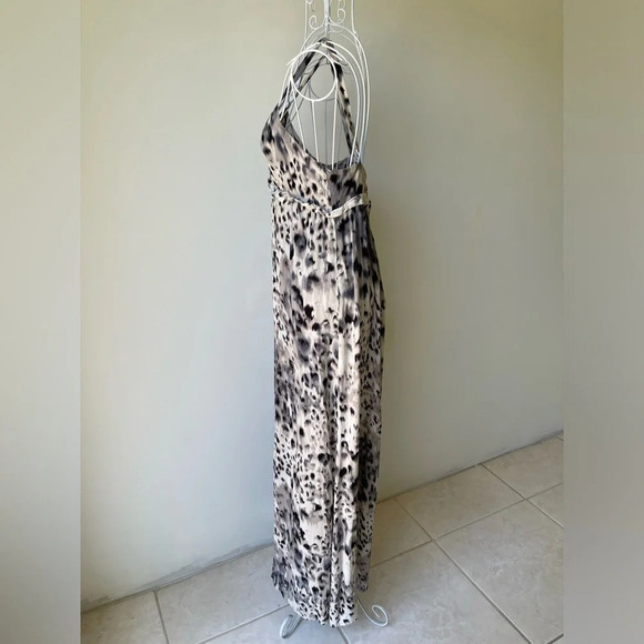 Akualani bohemian maxi dress animal print straps v neck viscose black white M - Picture 2 of 9